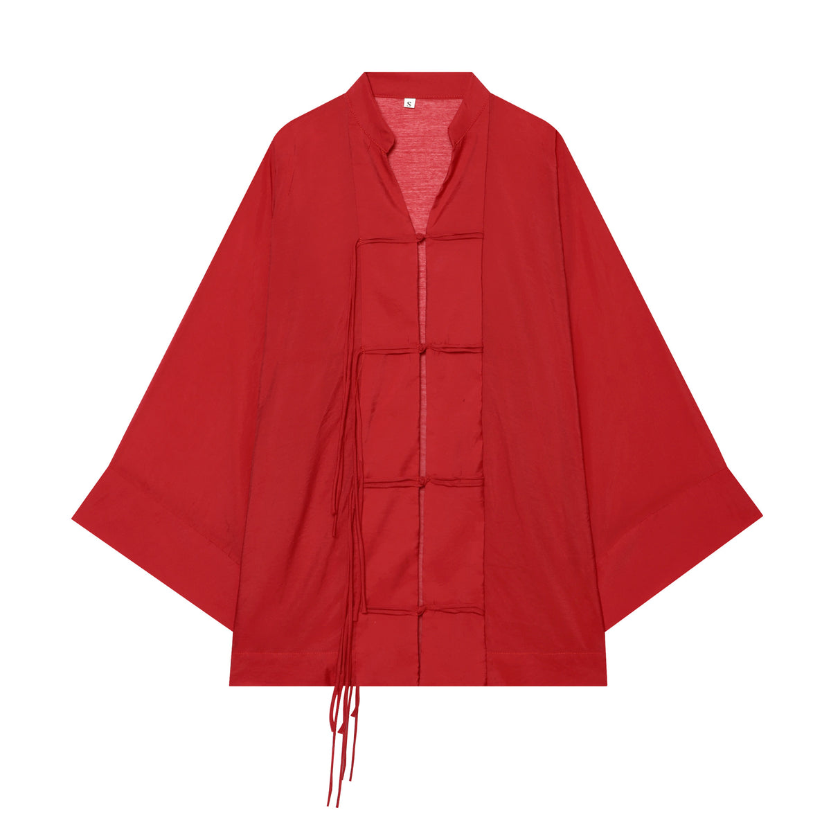 Women's Kimono-Cape Jacket with Chinese Button Closure and Long Tassels Fashion Glam