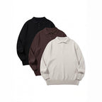 Unisex Boxy Fine Knit Polo Shirt with Henley Placket, Ribbed Cuffs and Raglan Sleeves Fashion Glam