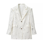 Women's Oversized Blazer with Cut-Out Shoulders and Color Splash Look Fashion Glam