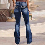 Women's Bootcut Jeans with contrasting decorative seams and sculpting stretchy waistband Fashion Glam