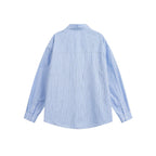 Men's loose-fitting striped poplin shirt with curved hem and chest pocket Fashion Glam