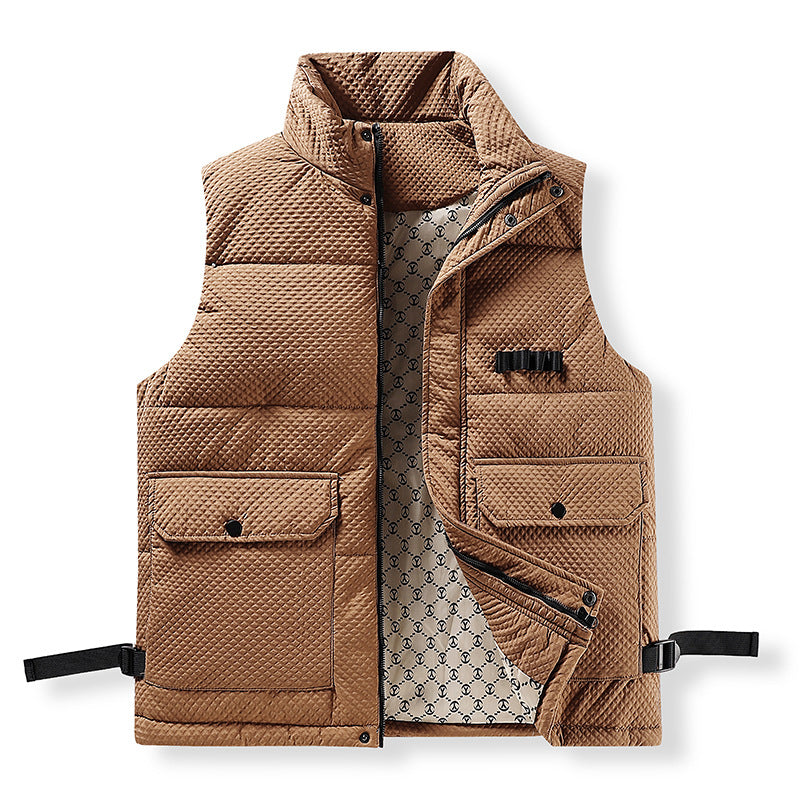 Men's utility quilted vest with thermal lining, front pockets and adjustable side straps Fashion Glam