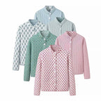Ladies lightweight quilted stand collar jacket with allover print and mother-of-pearl buttons Fashion Glam