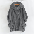Women Oversize Cozy Poncho with large funnel neck and kangaroo pockets Fashion Glam