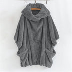 Women Oversize Cozy Poncho with large funnel neck and kangaroo pockets Fashion Glam