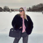 Women's Short Boxy Blouson made of dense high-pile faux fur with boxy silhouette Fashion Glam