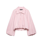 Women's Short Oversized Bomber Jacket with Voluminous Sleeves and Elastic Fashion Glam