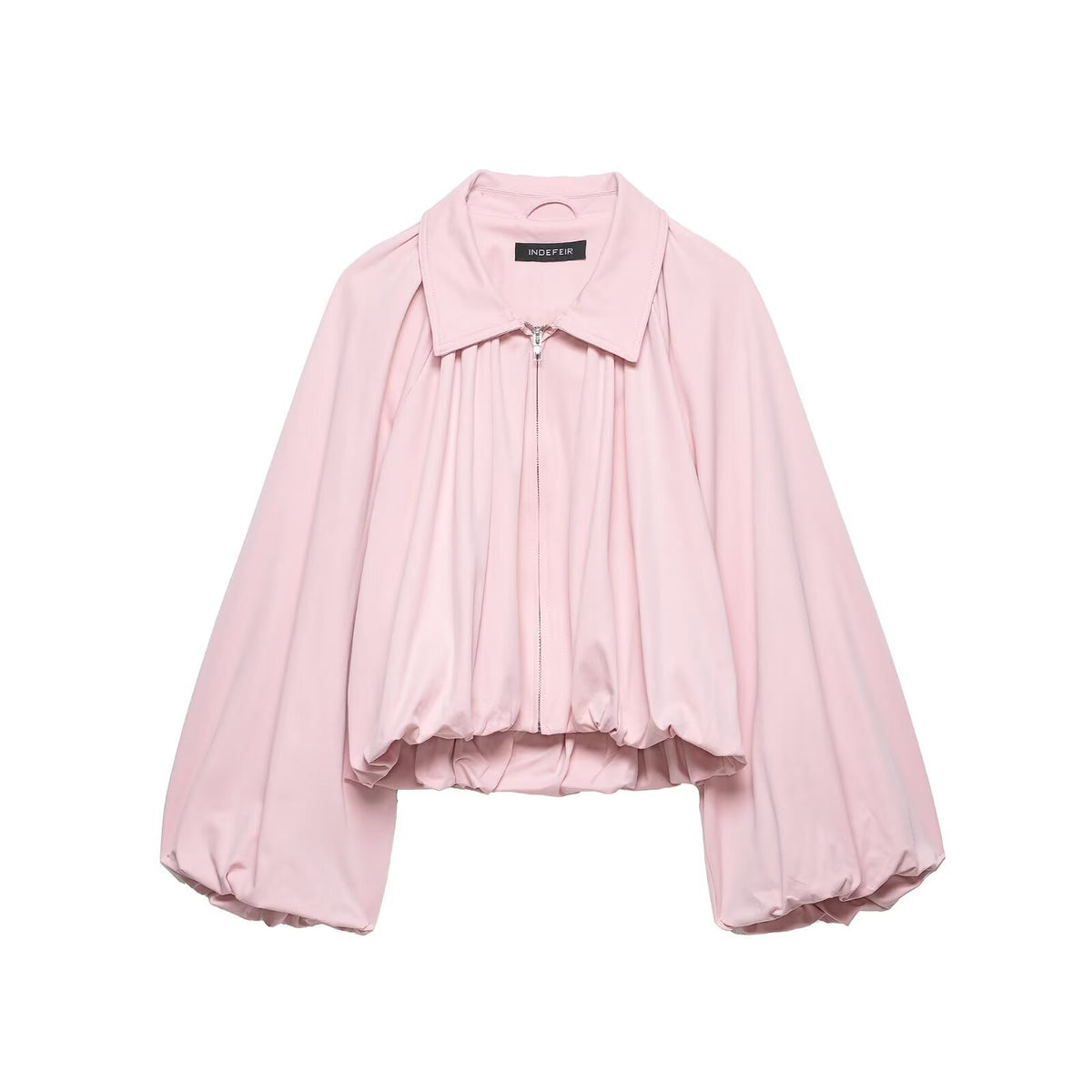Women's Short Oversized Bomber Jacket with Voluminous Sleeves and Elastic Fashion Glam
