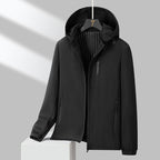 Men's Minimalistic Hooded Softshell Jacket with Sealed Zippers and Elastic Cuffs Fashion Glam