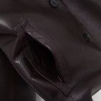 Women Boxy Faux Leather Jacket with Faux Fur Collar, Lambswool Imitation Lining and Button Closure Fashion Glam