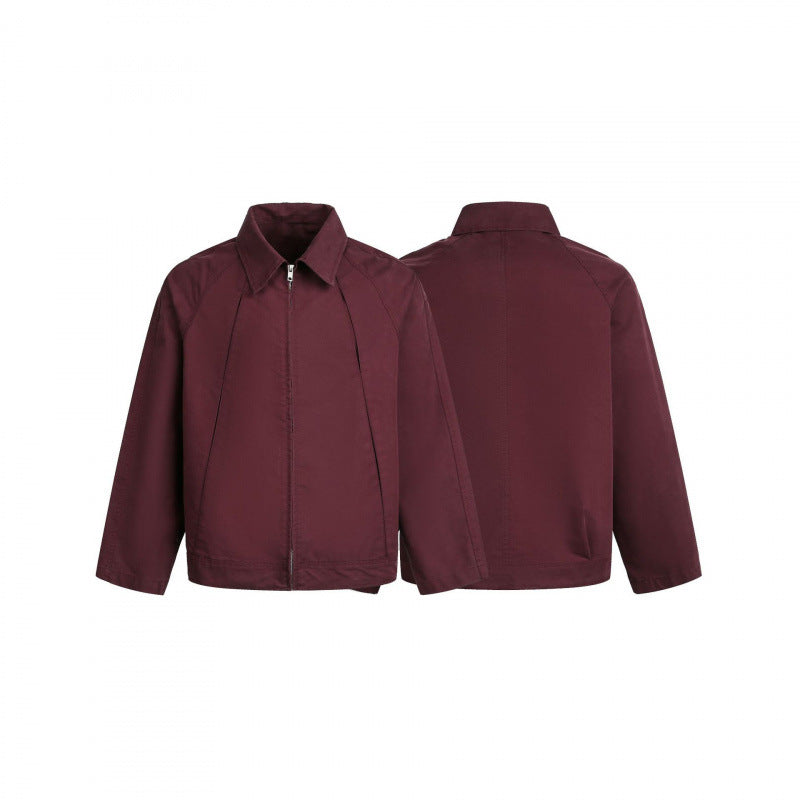 Men's Boxy Zip Jacket with Raglan Sleeves and Distinctive Seams Fashion Glam