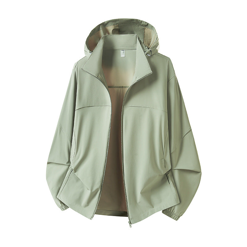 Men's Lightweight Hooded Rain Jacket with Breathable Softshell Material and Elastic Cuffs Fashion Glam