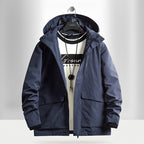 Men's waterproof city outdoor jacket with hood, concealed zipper and cargo pockets Fashion Glam