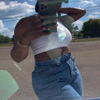 Ladies High-Waisted Cropped Mom Jeans with Asymmetrical Waist and Straight Leg Fashion Glam
