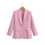 Women's Two-Piece Longline Blazer and High-Waist Pants Set with Fitted Vest Fashion Glam