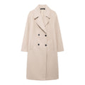 Women's Double-Breasted Wool Blend Coat with Oversized Cut and Lapel Collar Fashion Glam