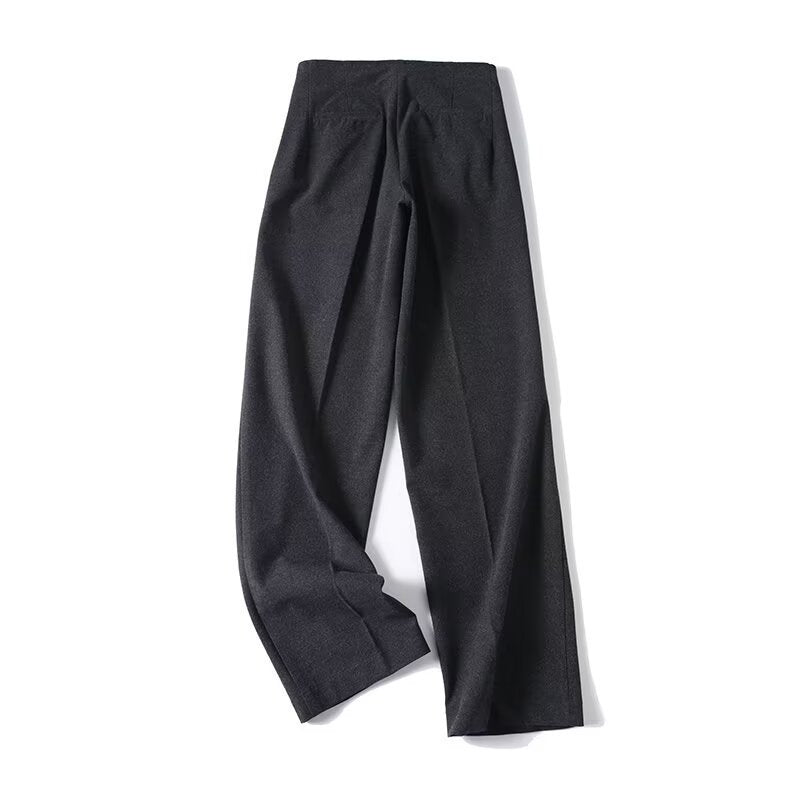 Women's High-Waisted Pleated Trousers with Wide Leg and Classic Tailoring Fashion Glam