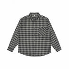 Men's Loose-Fitting Checked Flannel Shirt with Patch Chest Pocket and Rounded Hem Fashion Glam