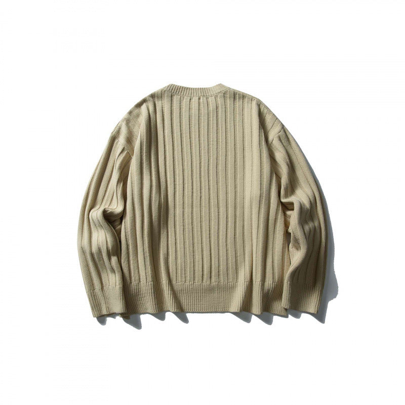 Unisex Grob Ribbed Oversize Knit Sweater with Round Neck and Extended Hem Fashion Glam