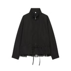Women's lightweight adjustable windbreaker with stand-up collar, drawstring and tulle trim Fashion Glam