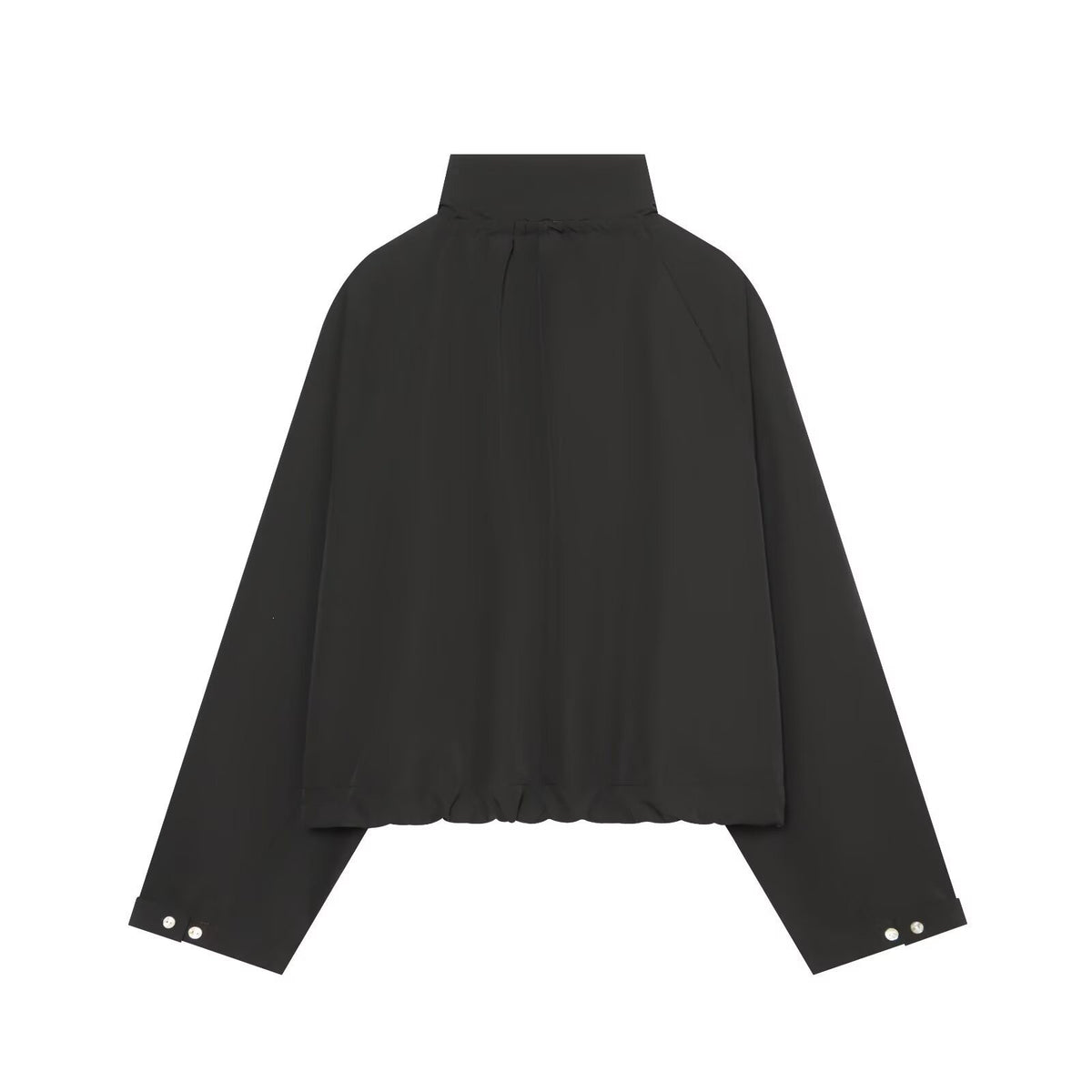 Women Cropped Oversized Utility Jacket with Stand Collar and Drawstring Fashion Glam