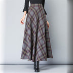 Women's ankle-length checkered skirt made of high-quality wool blend Fashion Glam