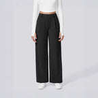 Ladies Elegant High-Waist Palazzo Pants with Front Pleats and Side Pockets Fashion Glam