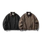 Men's loose-fitting zip jacket with contrast collar made of faux leather and elastic hem Fashion Glam