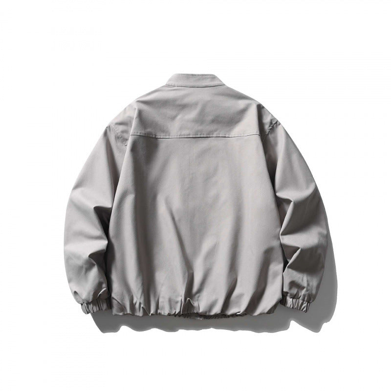 Unisex Oversize lightweight bomber jacket with stand-up collar, zipper, and elastic hem Fashion Glam
