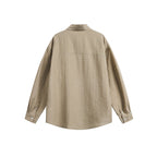 Unisex Lightweight Oversized Shirt from Structured Cotton Blend with Kent Collar and Patch Chest Pocket Fashion Glam