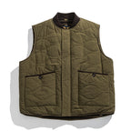 Unisex Reversible Quilted Vest with Jacquard Fleece and Patch Pockets Fashion Glam