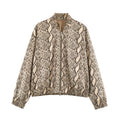 Ladies Oversize Bomber Jacket with Snake Print and Elastic Hem Fashion Glam
