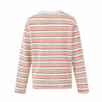 Unisex Oversize striped fine knit sweater with round neck and textured weave look Fashion Glam