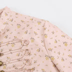 Women Cropped Satin Jacket in Military Style with Decorative Frog Trim Fashion Glam