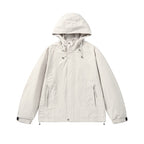Unisex Short cut hoodie in technical outdoor style with drawstring, concealed front placket and adjustable cuffs Fashion Glam