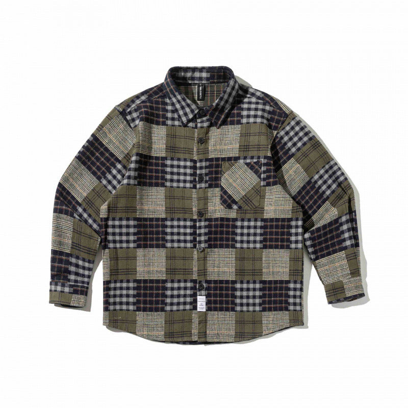Unisex Checked Overshirt in Boxy Cut made of Brushed Flannel with Patch Chest Pocket Fashion Glam
