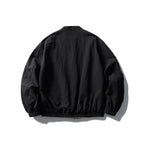 Unisex Light Oversized Bomber Jacket Made of Textured Fabric with Stand-Up Collar and Elastic Hem Fashion Glam