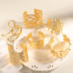 Women Open Bangle with Artistic Relief Design Fashion Glam