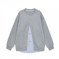 Women Oversize Sweatshirt with integrated shirt insert and visible button placket Fashion Glam