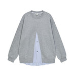 Women Oversize Sweatshirt with integrated shirt insert and visible button placket Fashion Glam