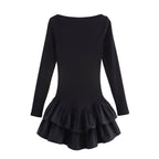 Women's figure-hugging mini dress with tiered ruffles and boat neckline Fashion Glam