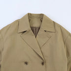 Women Short Cut Cape Trench with Boxy Silhouette and Half-Length Sleeve Straps Fashion Glam
