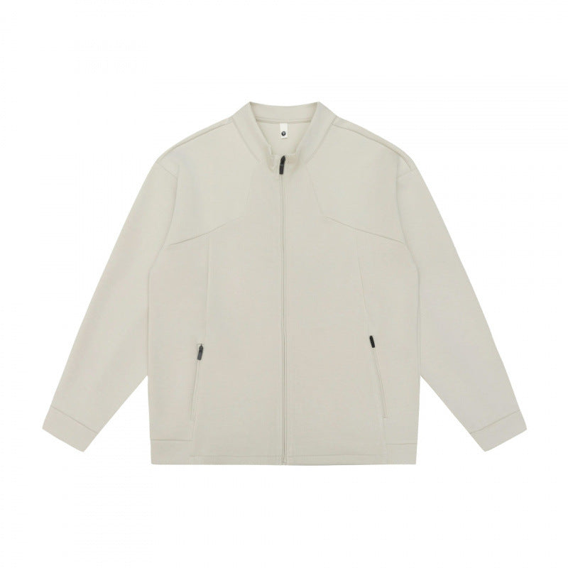 Unisex Minimalistic Oversized Zip Jacket with Stand Collar and Concealed Zipper Pockets Fashion Glam