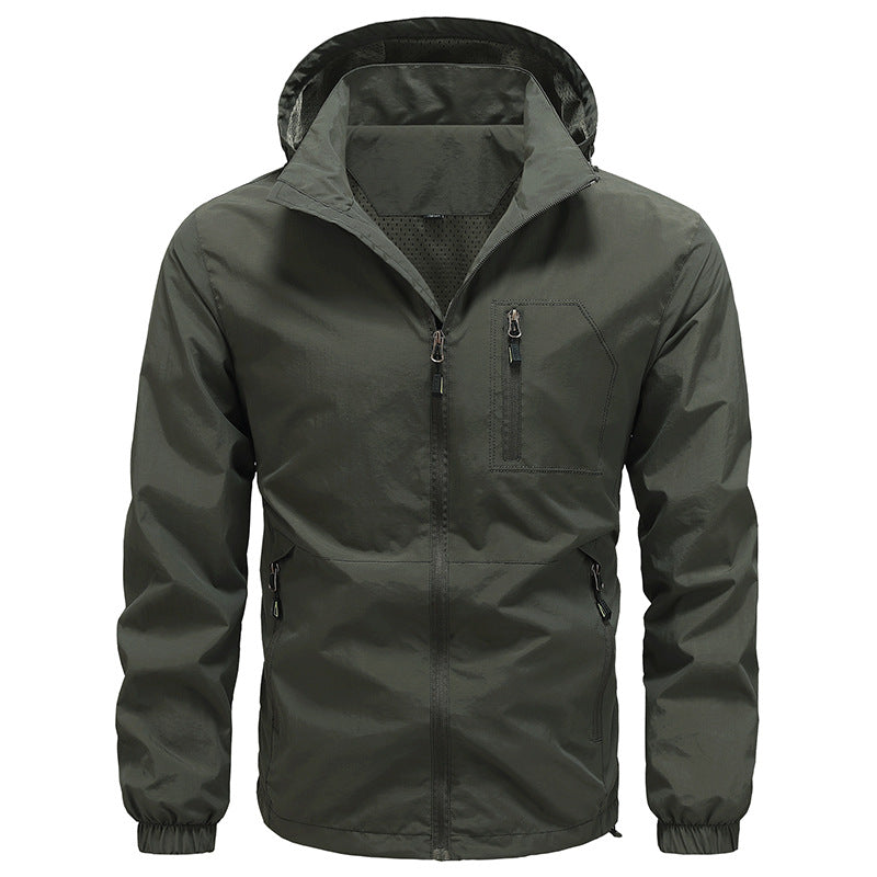 Men's Breathable Ultralight Wind and Rain Jacket with Mesh Lining and Concealed Chest Pocket Fashion Glam