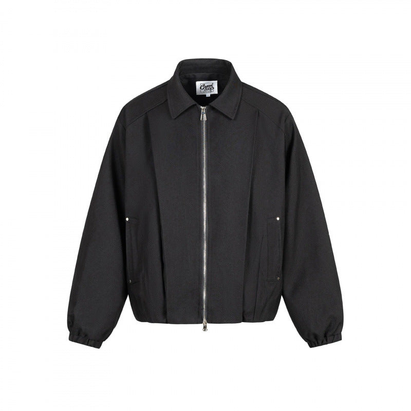 Unisex Boxy transitional blouse with shirt collar, two-way metal zipper and elastic cuffs Fashion Glam