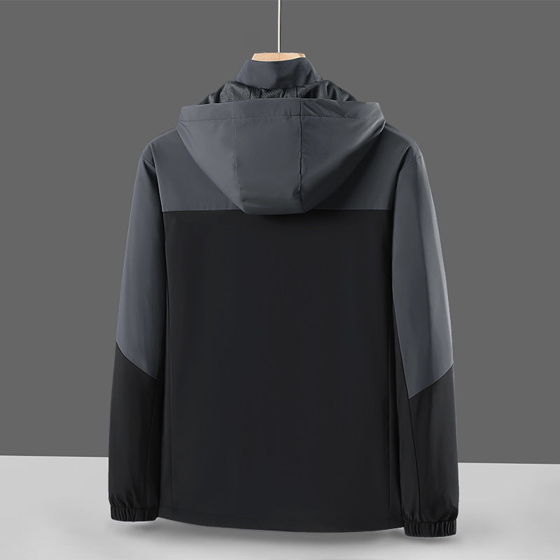 Men's Lightweight Softshell Windbreaker with Hood, Water-Repellent Membrane and Zipper Pockets Fashion Glam