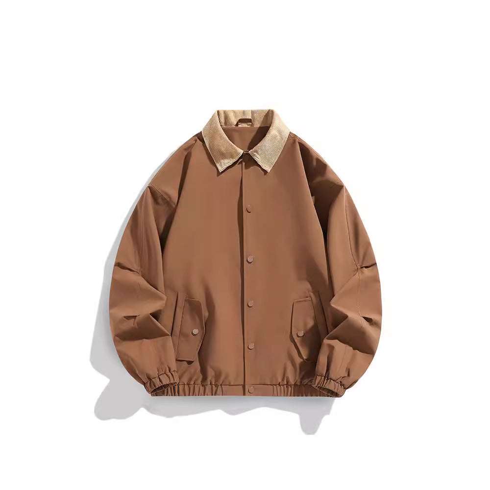 Men's Oversized Blouson with Cord Collar, Snap Button Closure, and Flap Pockets Fashion Glam