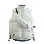 Ladies Modern Quilted Outdoor Vest with Integrated Belt Pocket System and High Stand Collar Fashion Glam