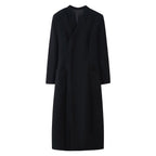 Women's Elegant Wool Look Maxi Coat with Concealed Button Placket and Patch Pockets Fashion Glam