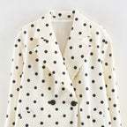 Women's midi coat in polka dot pattern with lapel collar and double-breasted button placket Fashion Glam